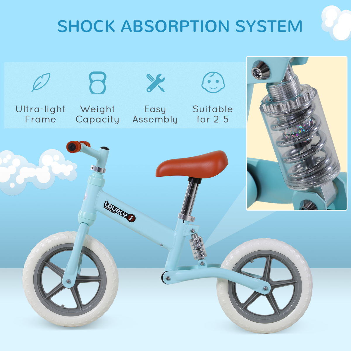 Adjustable No-Pedal Balance Bike for Kids 2-5 Years