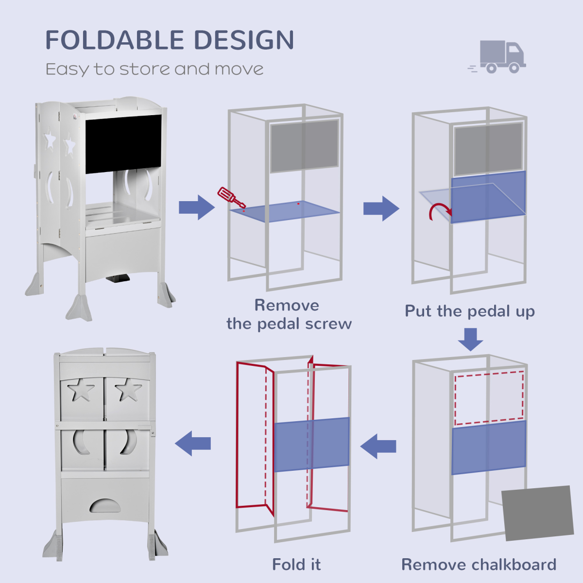 Creative Kids Step Stool with Blackboard & Lockable Rails