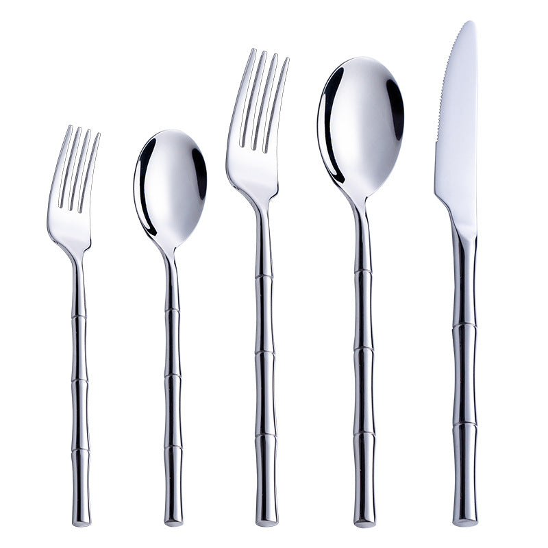 Aldomara Bamboo Gold/Silver Cutlery Set