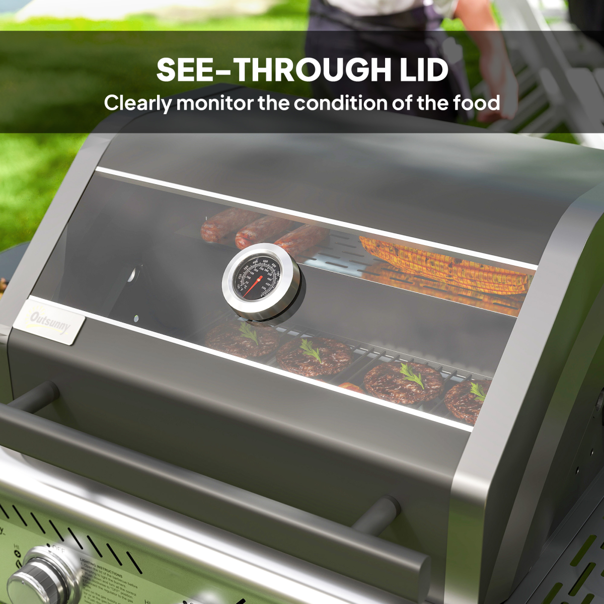 3-Burner Propane BBQ Grill Stylish & Thermometer-Equipped