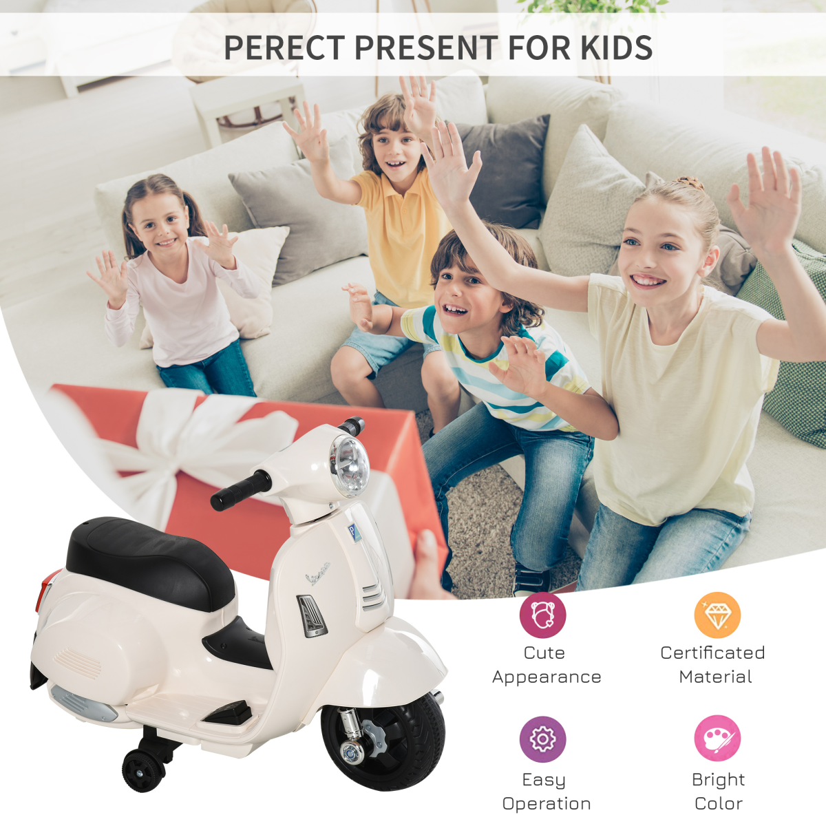 Vespa Kids Ride-On Motorcycle - 6V Electric Toy