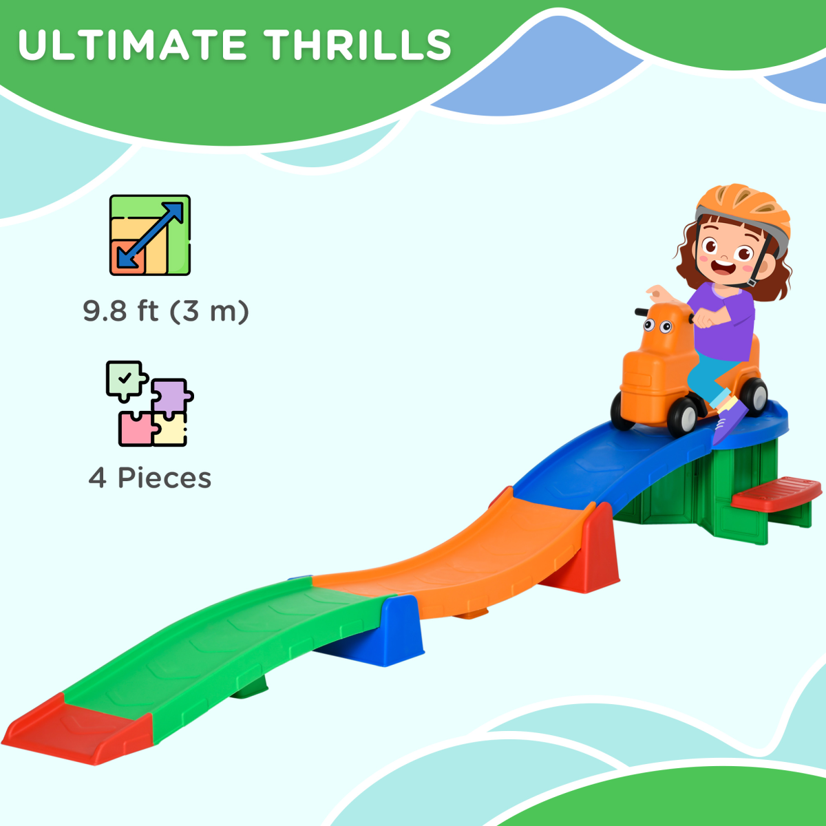 Up & Down Kids Roller Coaster with Non-Slip Steps (Ages 2-5)