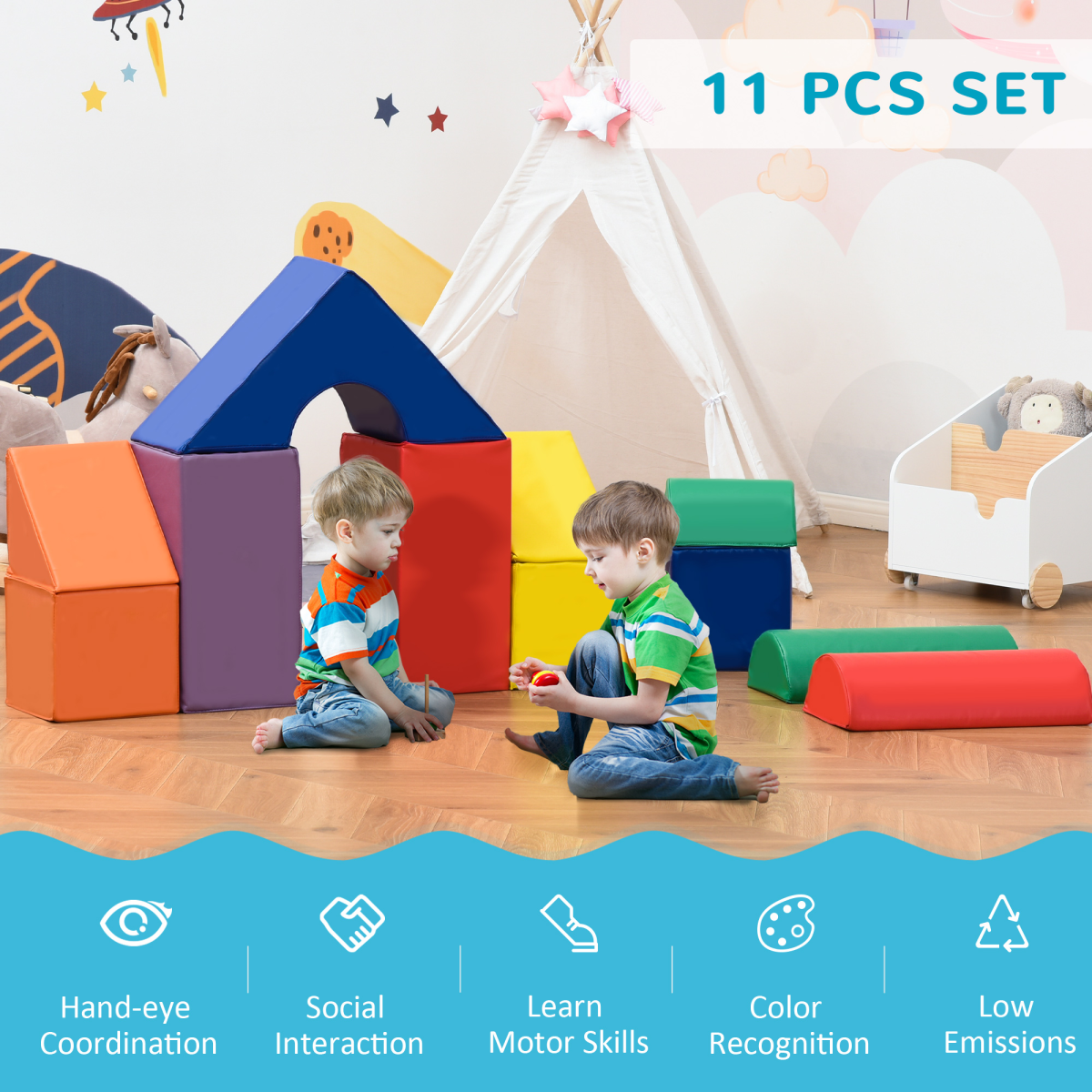 11-Piece Soft Foam Puzzle Blocks Set for Toddler
