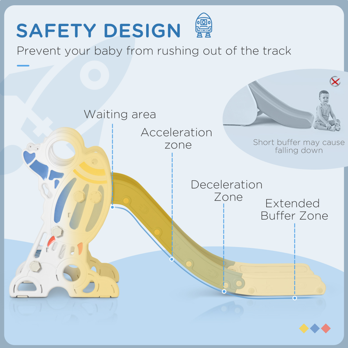AIYAPLAY Space-Themed Baby Slide - Freestanding 1.5-3Y, Blue