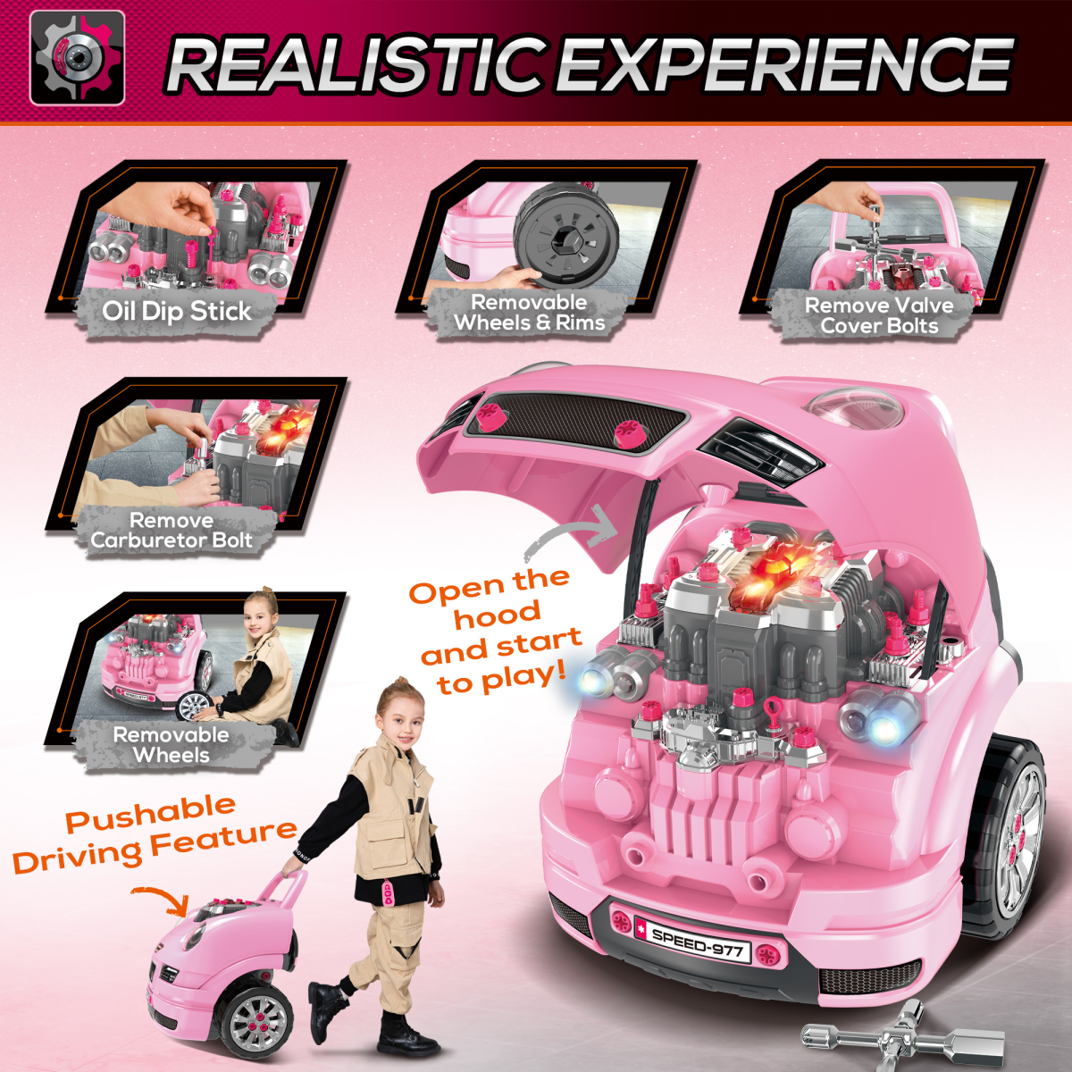 Vibrant Kids Truck Engine Toy Set for Ages 3-5
