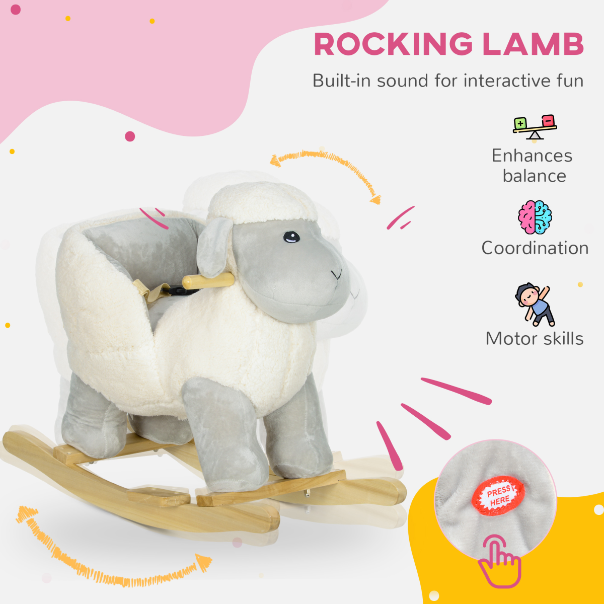 AIYAPLAY Grey Baby Rocking Horse for 1-3 Years
