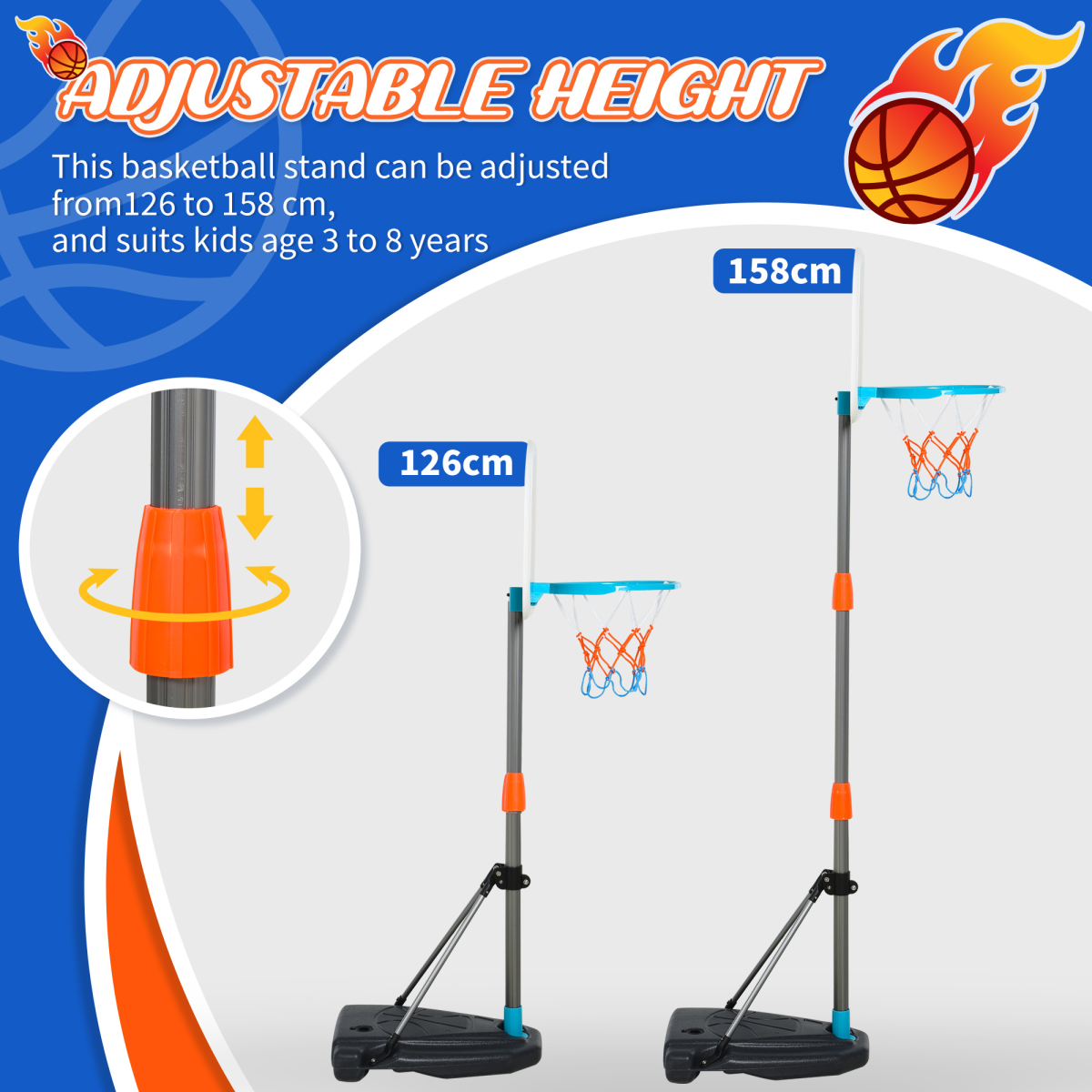 Adjustable Kids Basketball Set for Ages 3-8