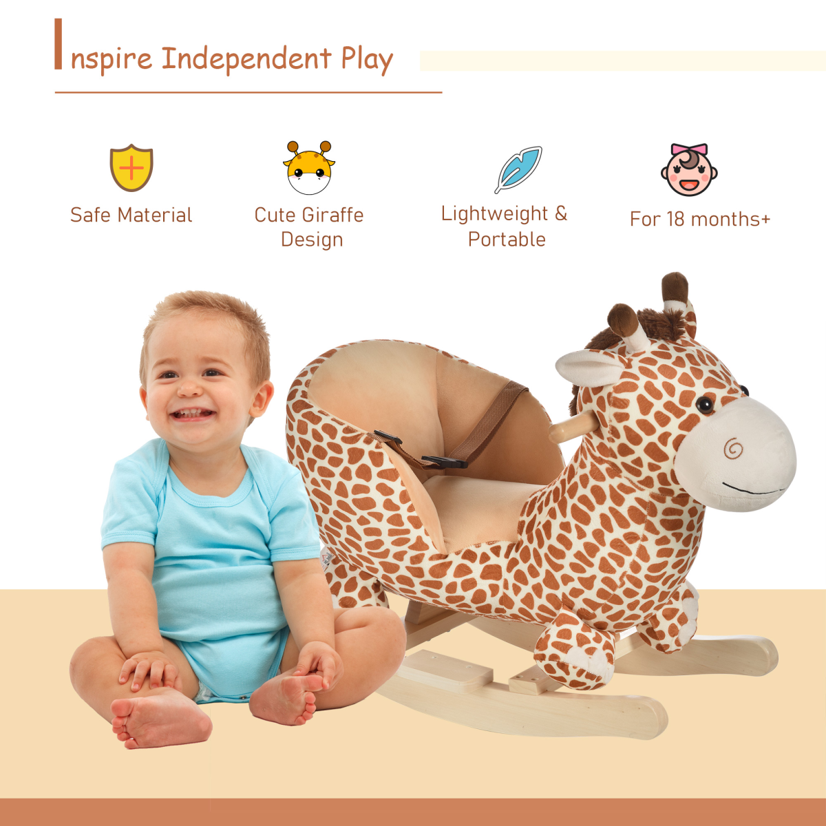 Plush Giraffe Rocking Horse with 32 Songs