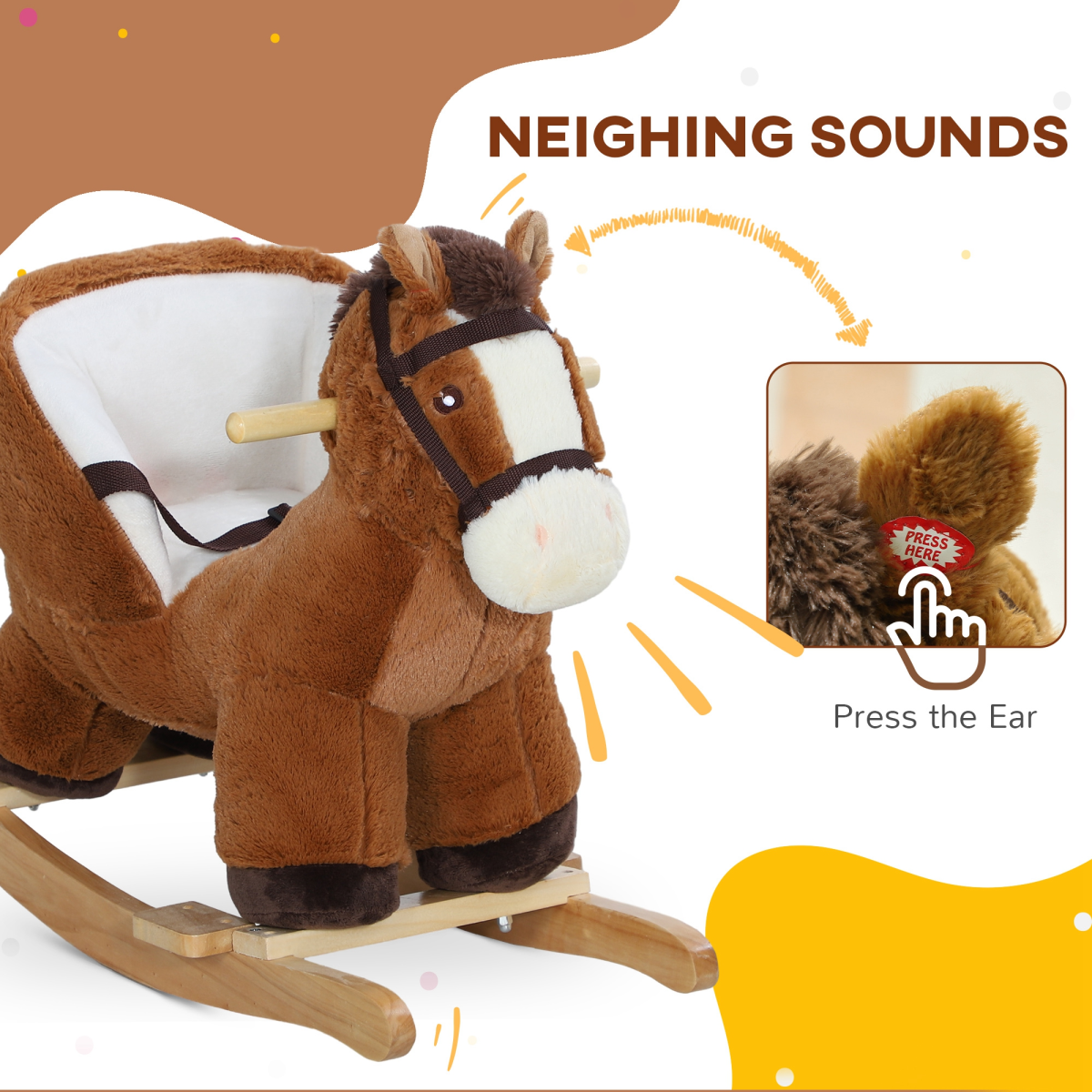 AIYAPLAY Rocking Horse for Kids - Cozy Brown