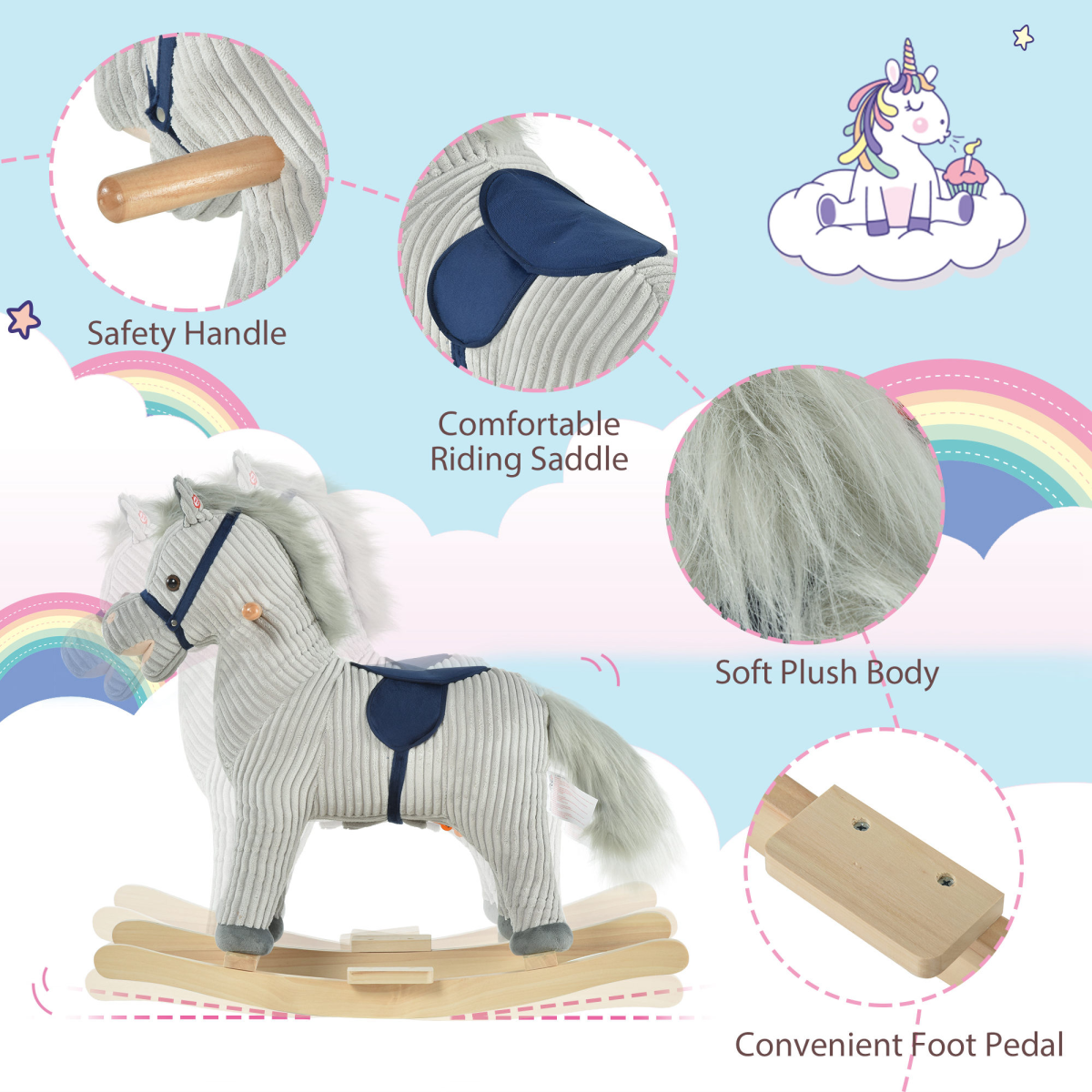 Traditional Plush Rocking Horse with Sound