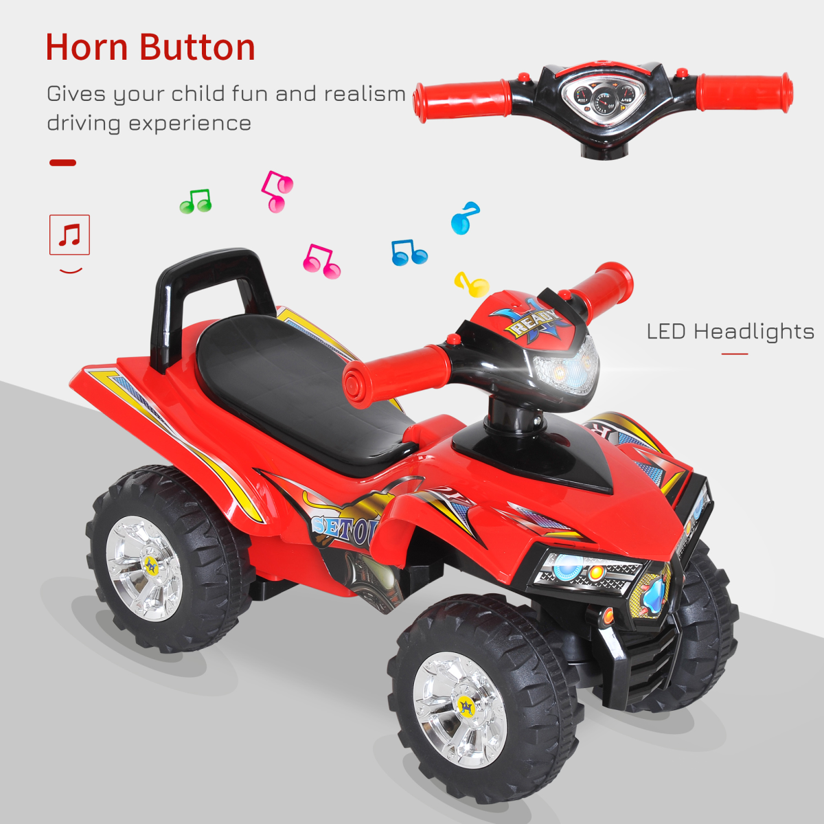 Adventure Awaits Kids Ride On Quad with LED Lights
