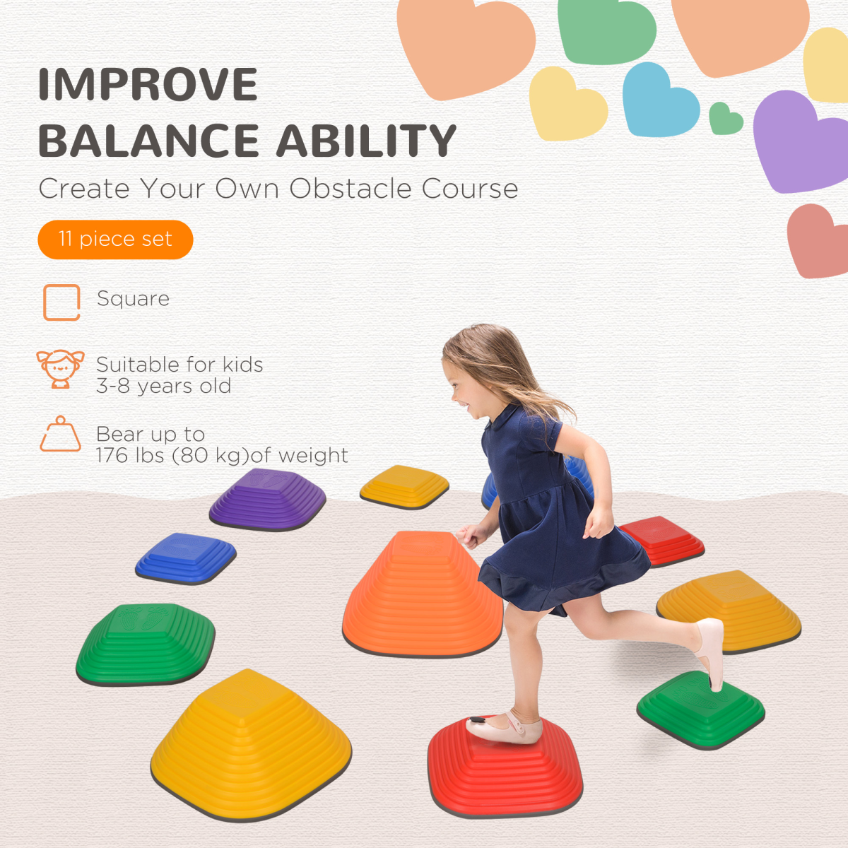 AIYAPLAY Colorful Balance Stepping Stones for Kids 3-8 Years