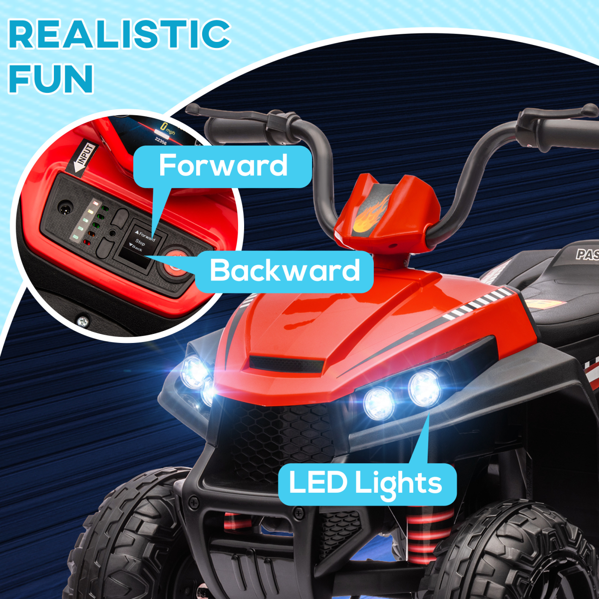 AIYAPLAY 12V Kids Electric Quad Bike