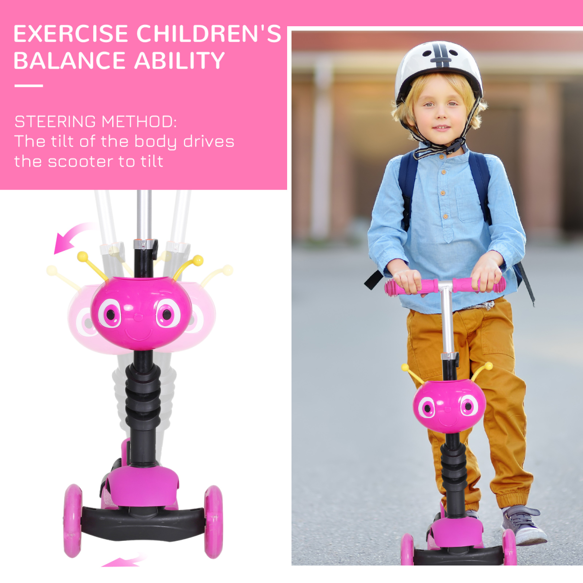 5-in-1 Adjustable Kids Scooter with Removable Seat