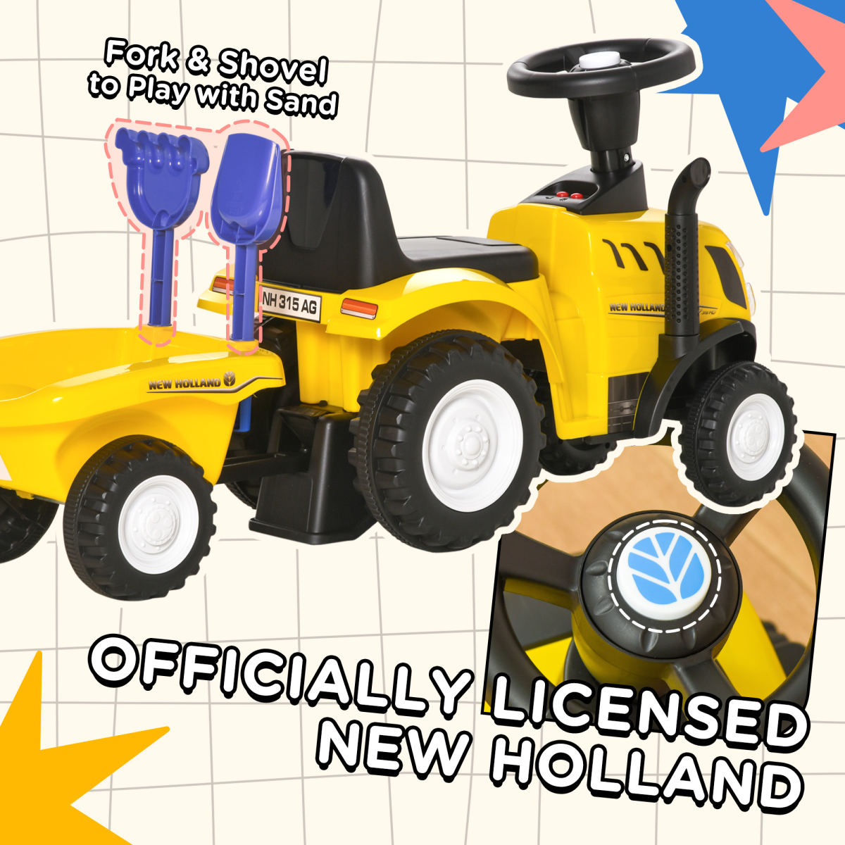 Yellow Foot-to-Floor Tractor Walker & Slider for 12-36 Months