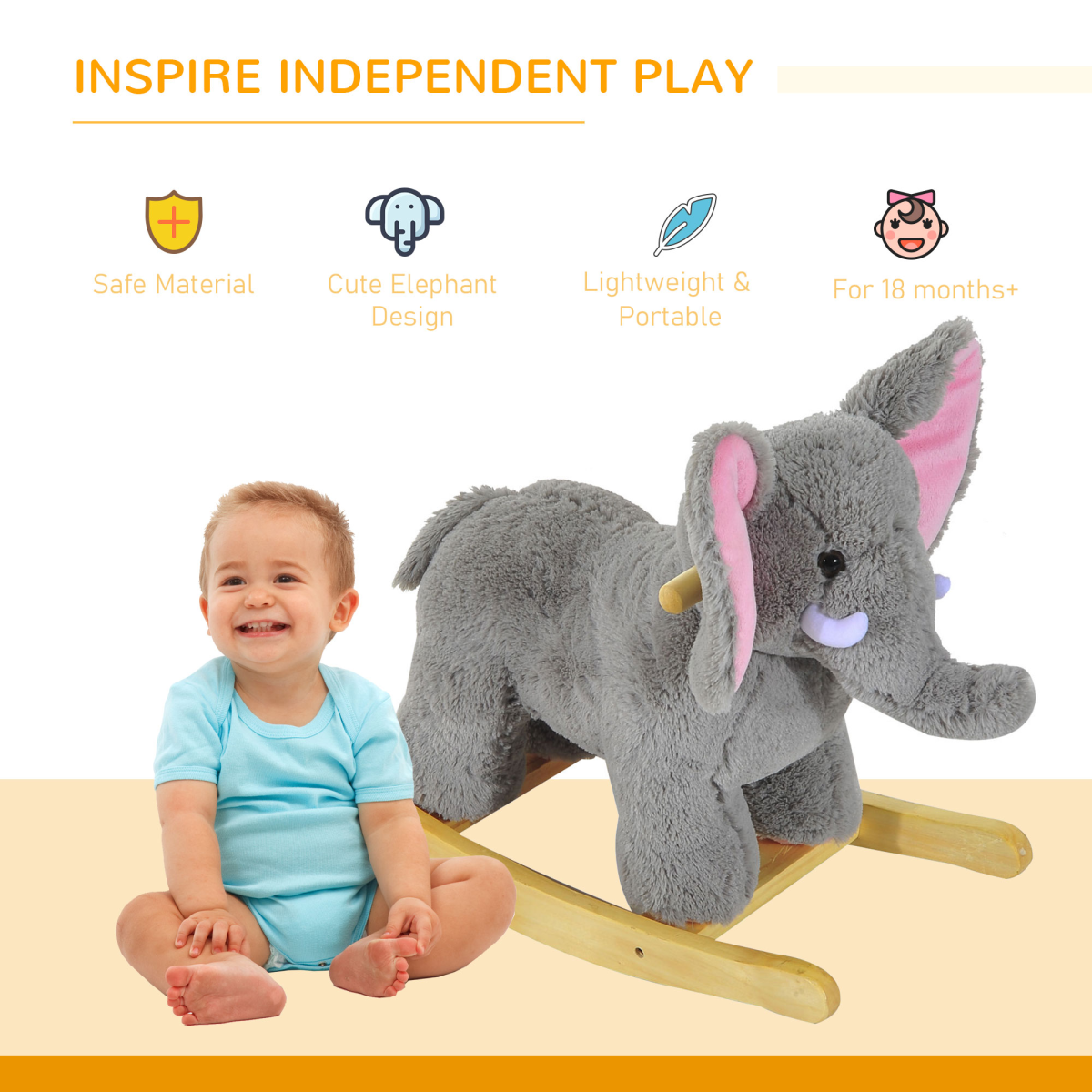 Elephant Rocker: Plush Adventure with Nursery Rhymes