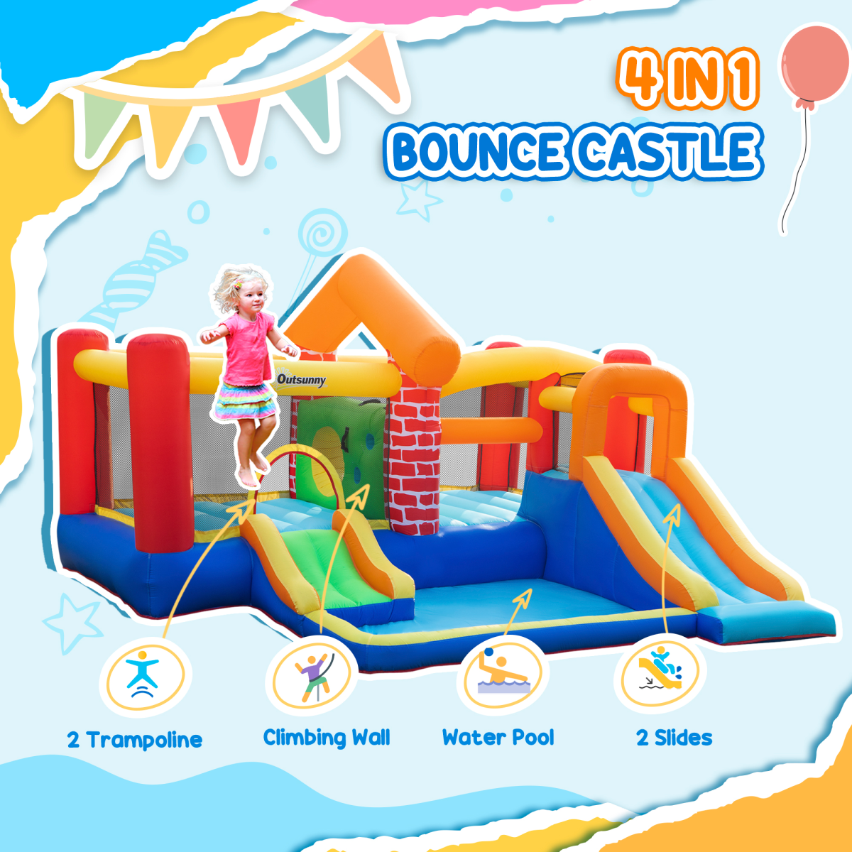 Epic Kids Bouncy Castle with Double Slides
