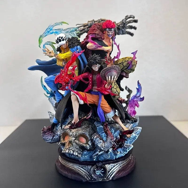 One Piece Luffy, Kid & Law 20cm Handmade Action Figure – Ghost Island Battle Collectible Model Ornament
