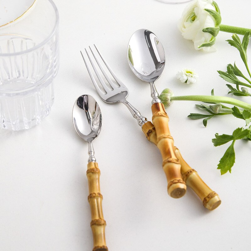 Arashiyama Natural Bamboo Stainless Steel Cutlery Set