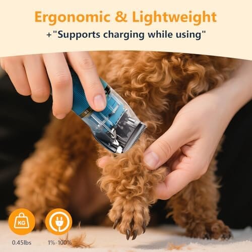 50dB Low Noise Cordless Pet Thick Coats Trimmer with Titanium