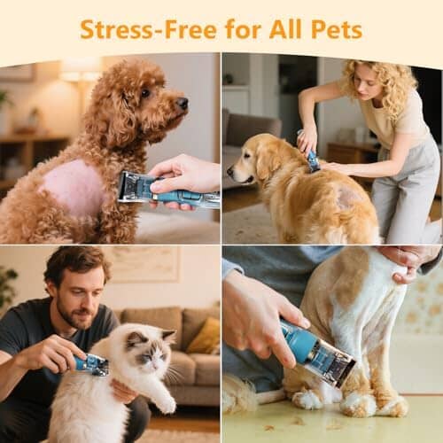 50dB Low Noise Cordless Pet Thick Coats Trimmer with Titanium