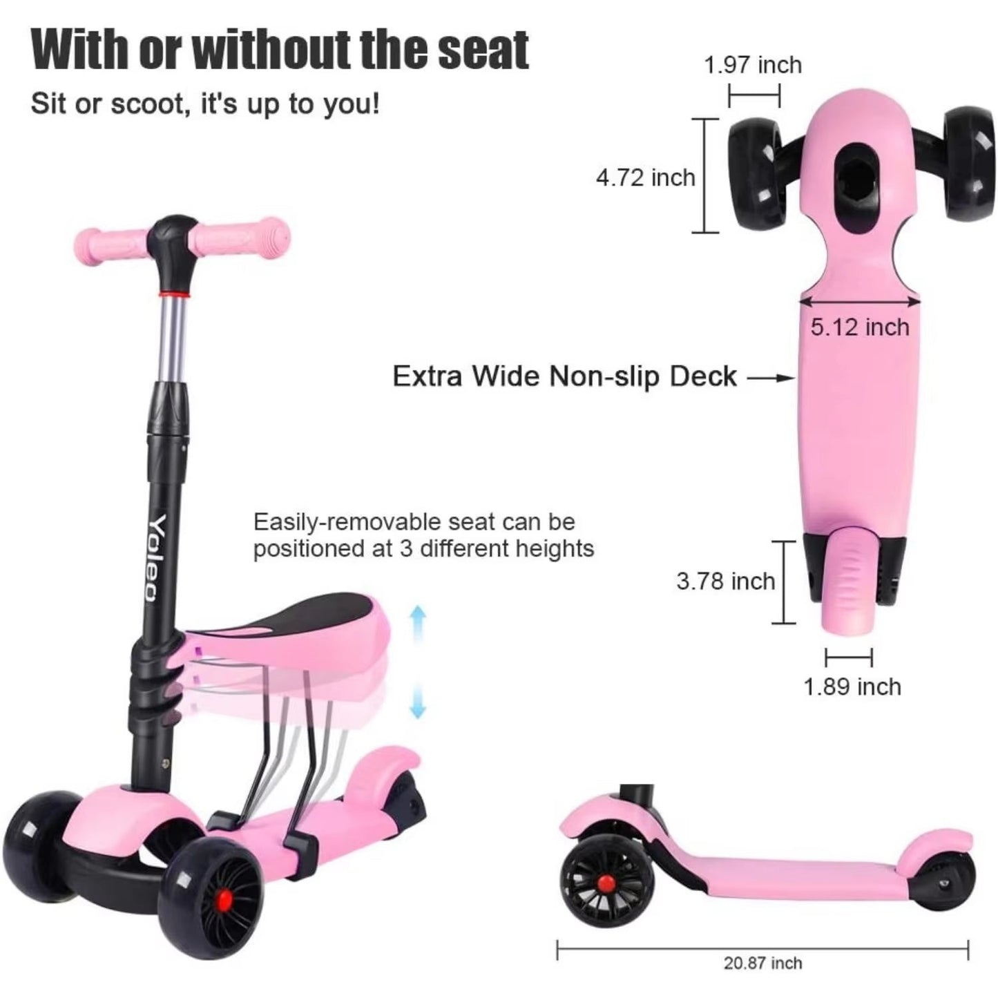 Kids Three Wheel Kick Scooter Aged 2-8