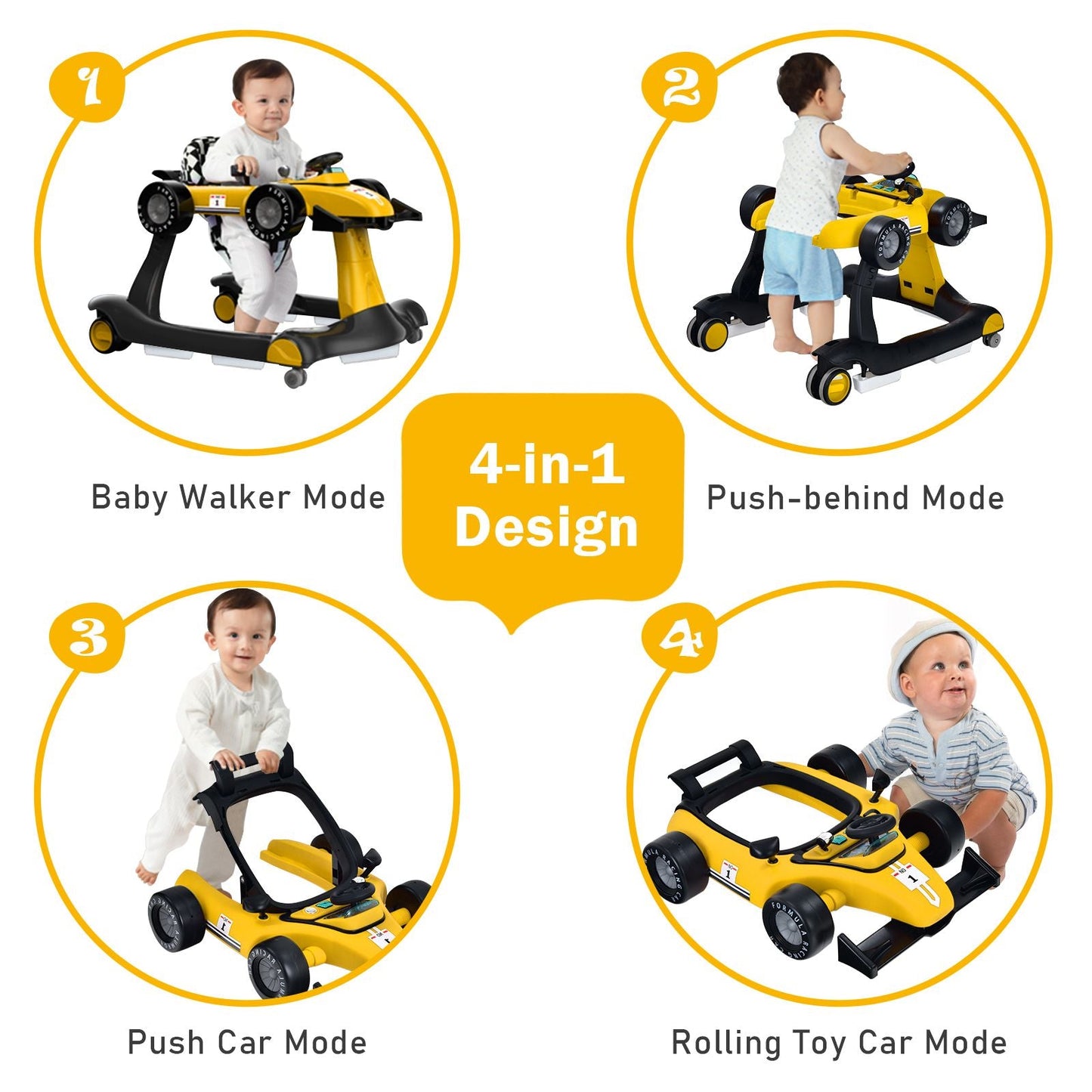 Versatile 4-In-1 Baby Push Walker
