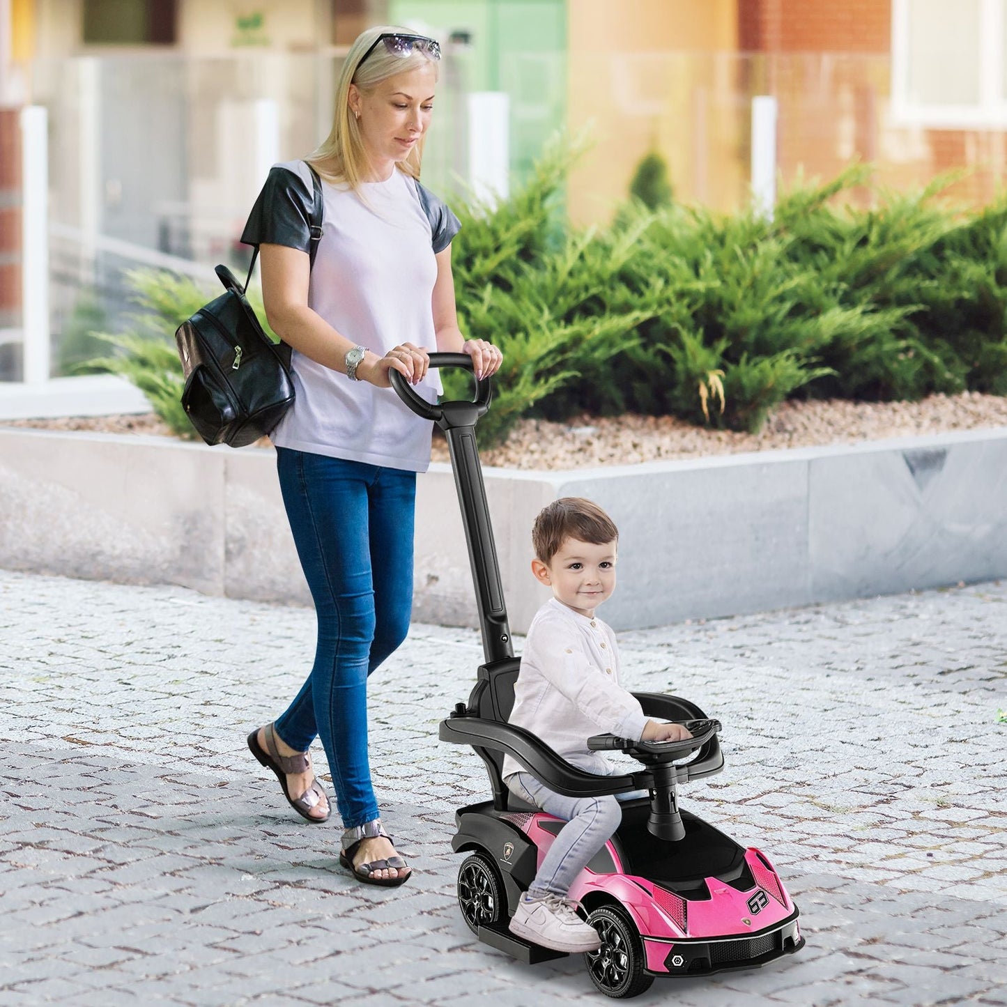 Luxury Lamborghini Ride-On Car for Kids with Convenient Push Handle