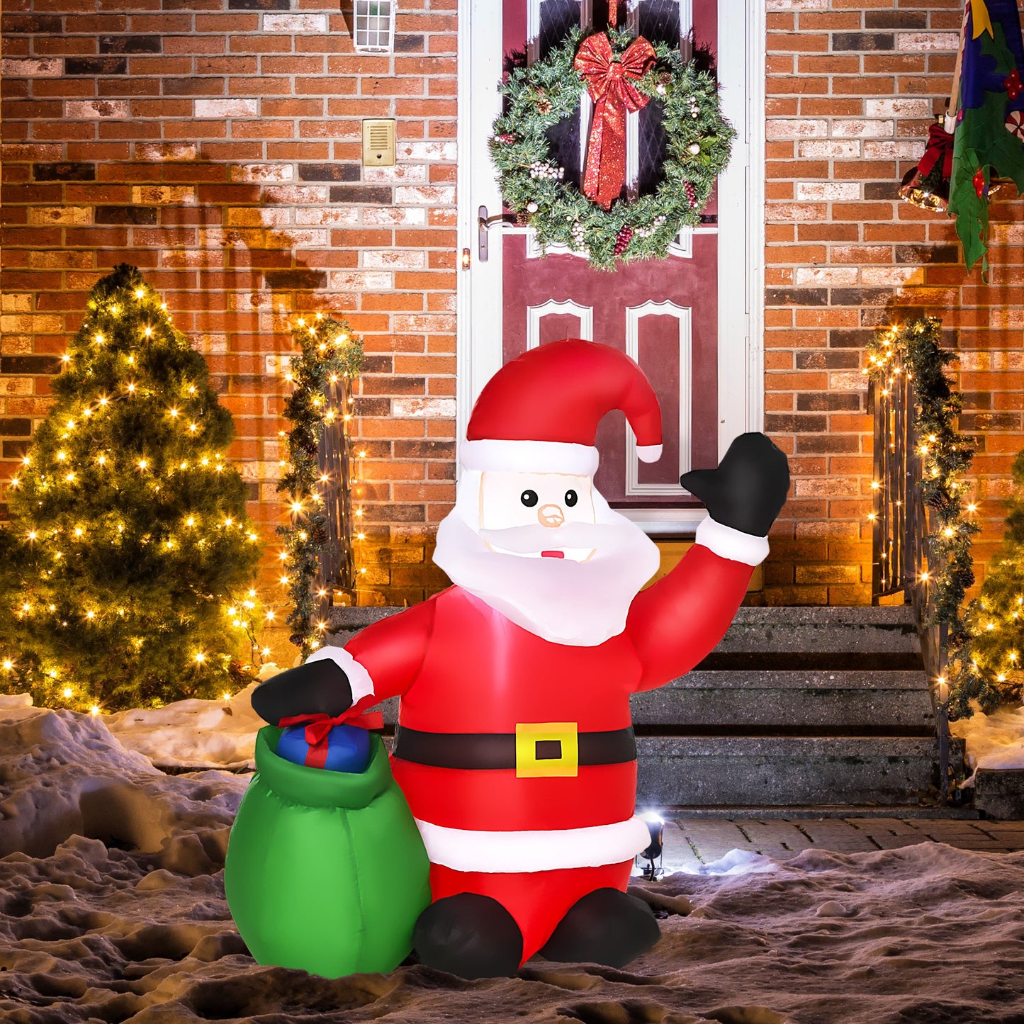 Homcom Inflatable Blow up Christmas Santa Claus 4ft LED Yard Holiday Decoration