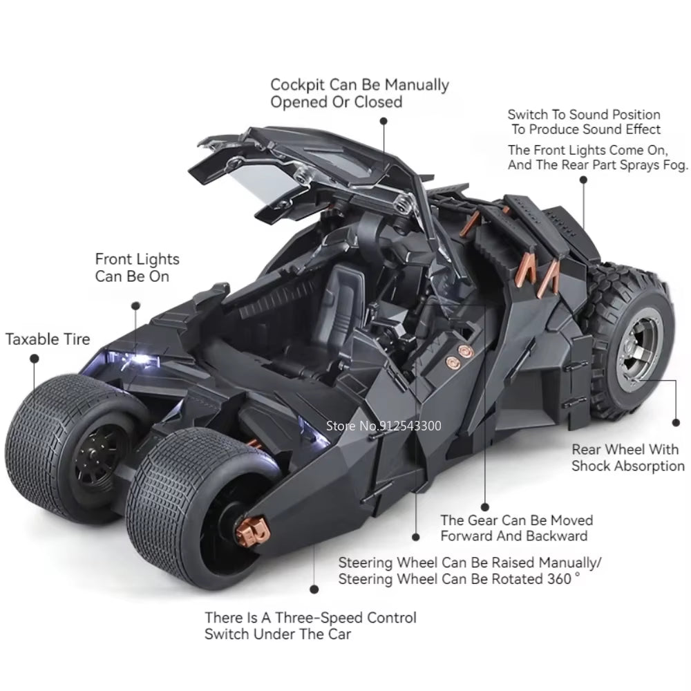 1:18 Batmobile Car Model Toy the Dark Knight Trilogy Sound Light Sliding Spray Alloy Vehicle Models