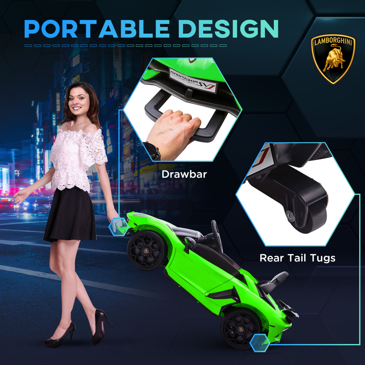Lamborghini Aventador 12V Kids Electric Ride-On Car - Green, Fun & Stylish!