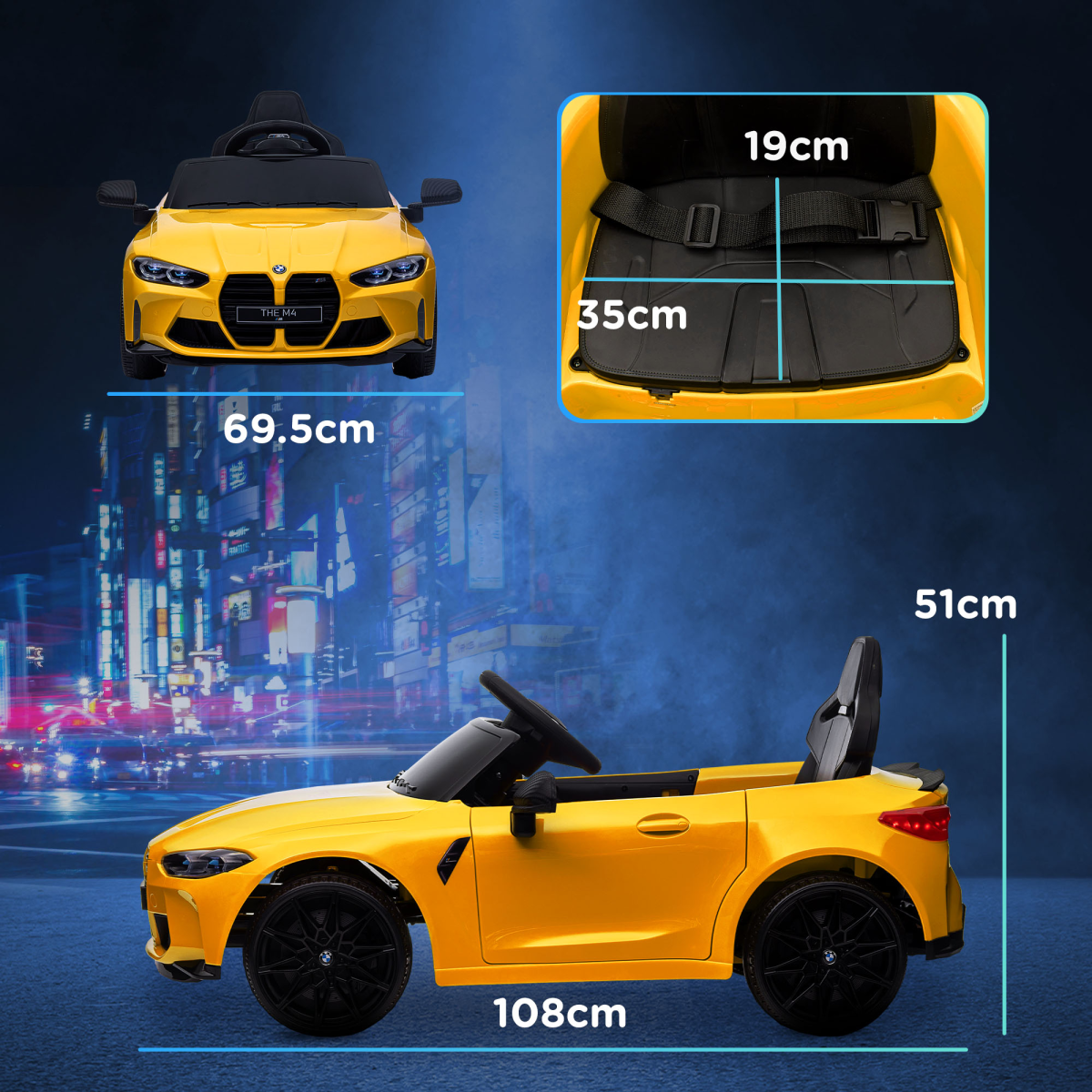 AIYAPLAY 12V BMW M4 Licensed Kids Electric Car w/ Remote, Suspension