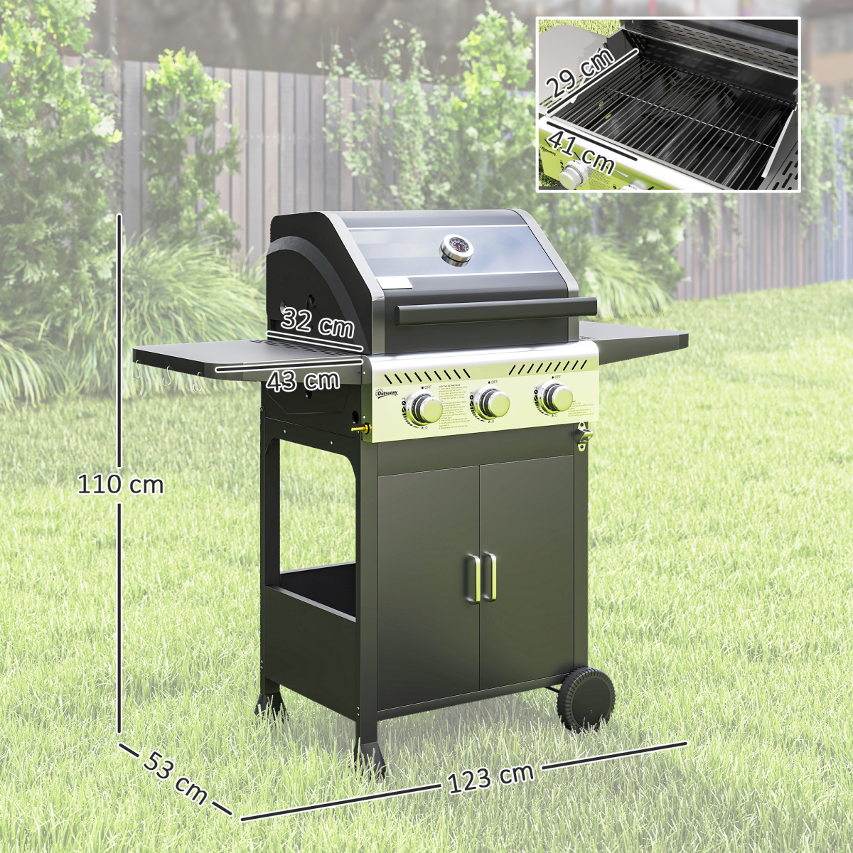 3-Burner Propane BBQ Grill Stylish & Thermometer-Equipped