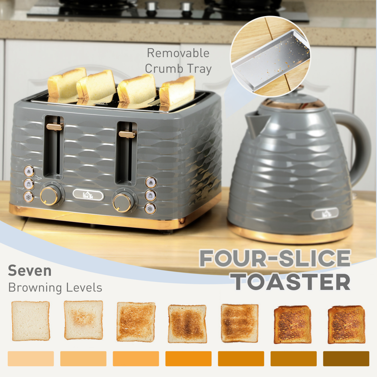 Stylish Kettle & Toaster Set: Rapid Boil & 4-Slice Perfection!