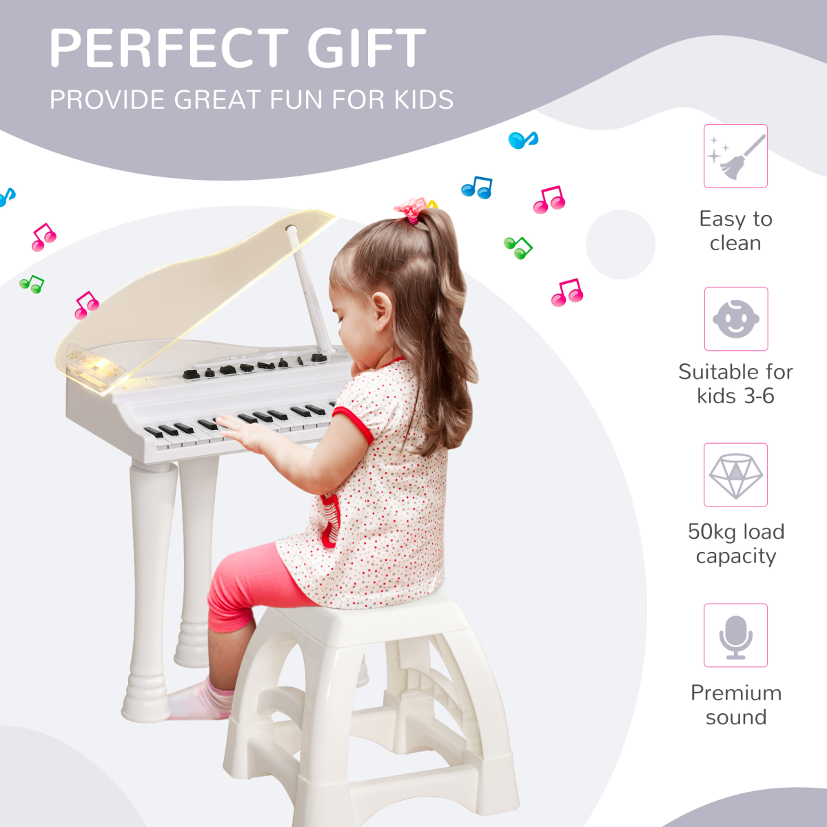 AIYAPLAY 32-Key Kids Piano Keyboard with Microphone