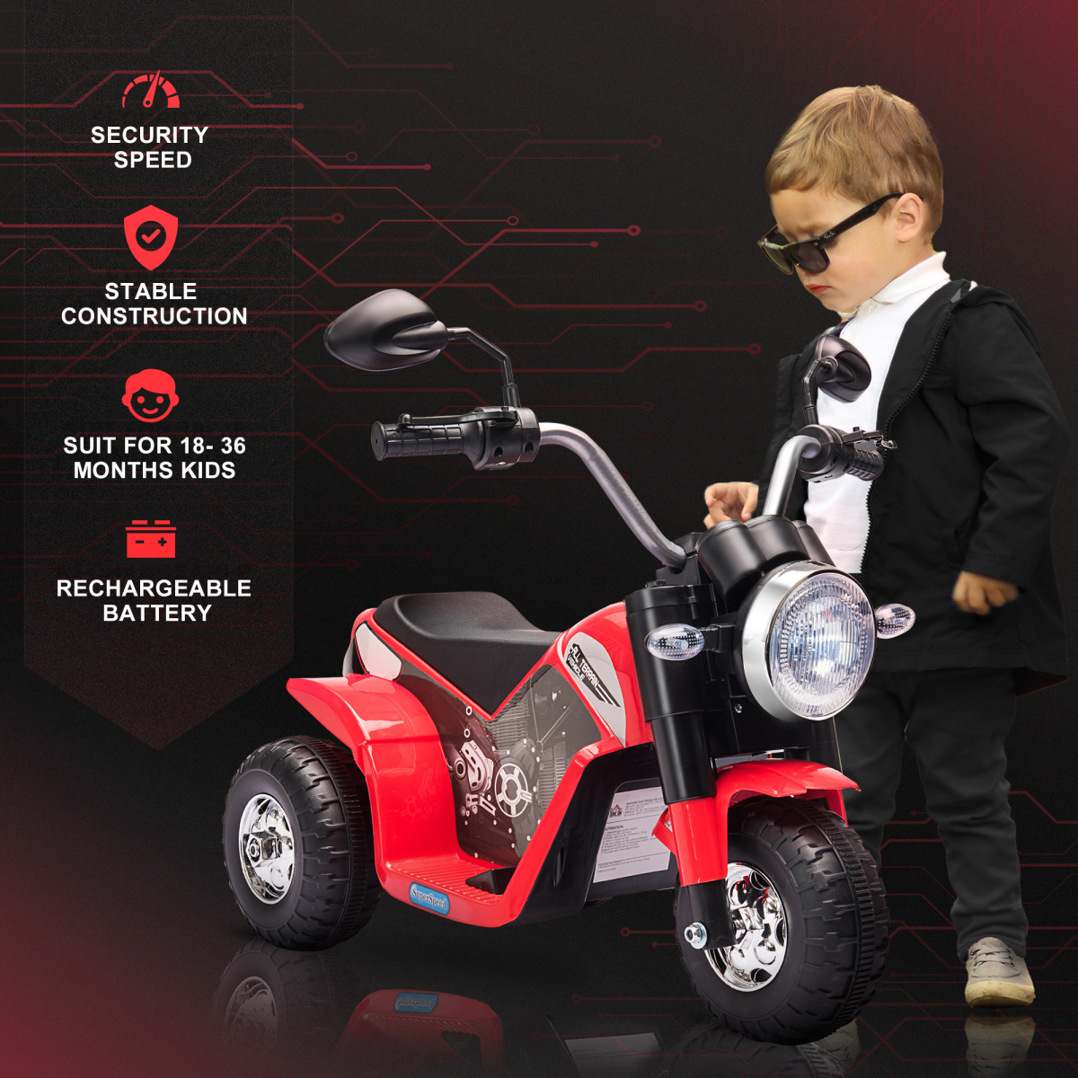 6V Electric Motorcycle for Kids in Red