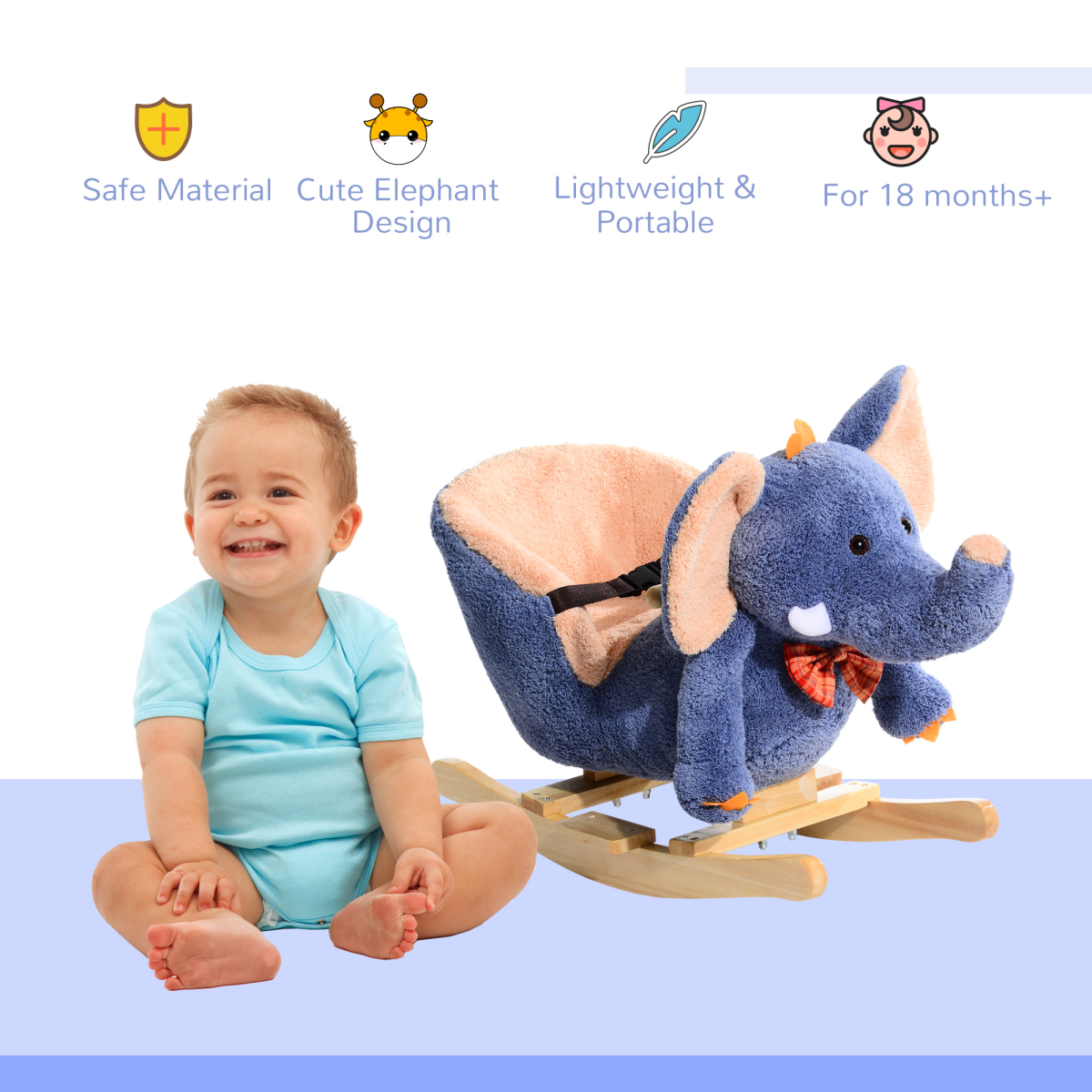 Jumbo Elephant Rocking Horse with Music for Toddlers