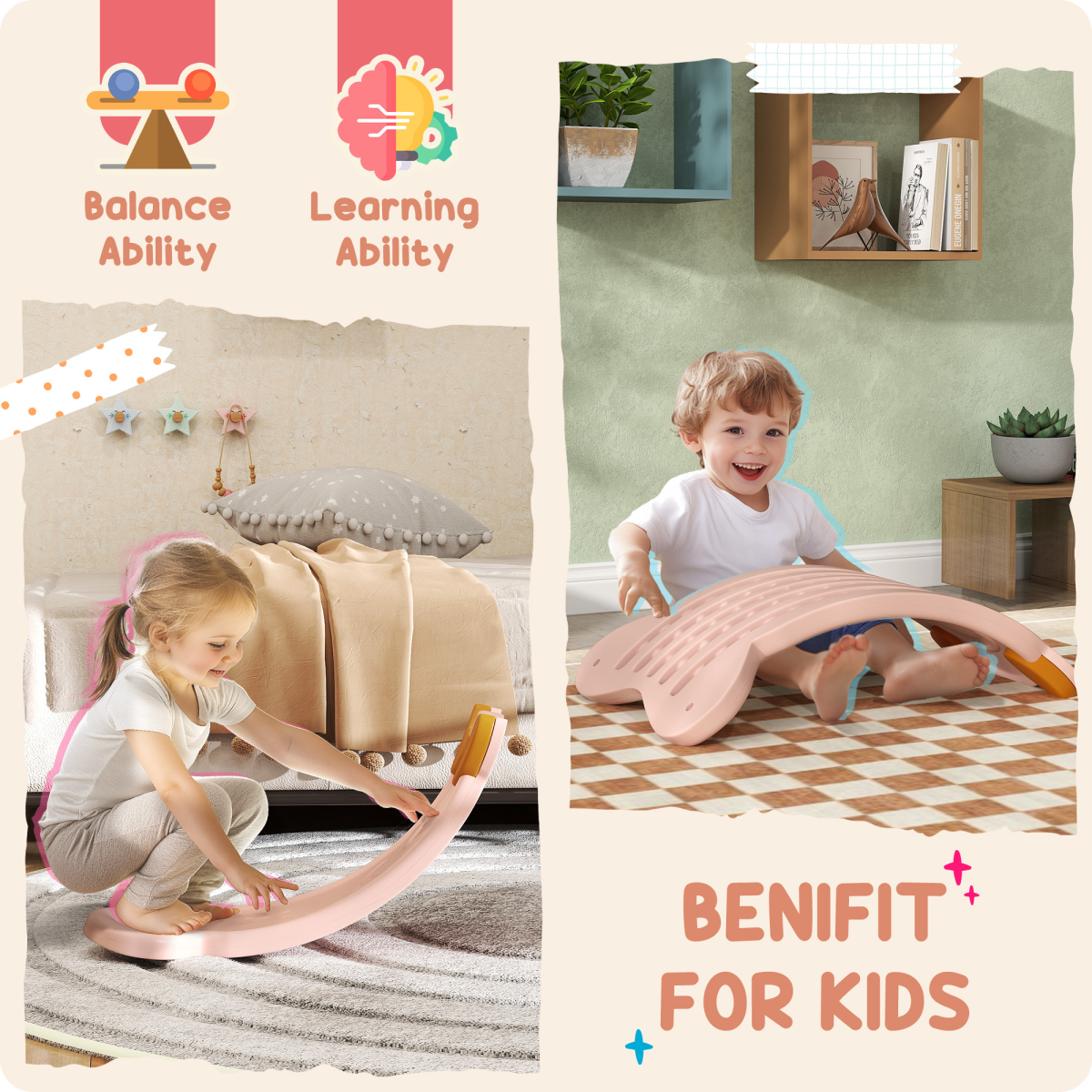 AIYAPLAY Kids Balance Board - Pink