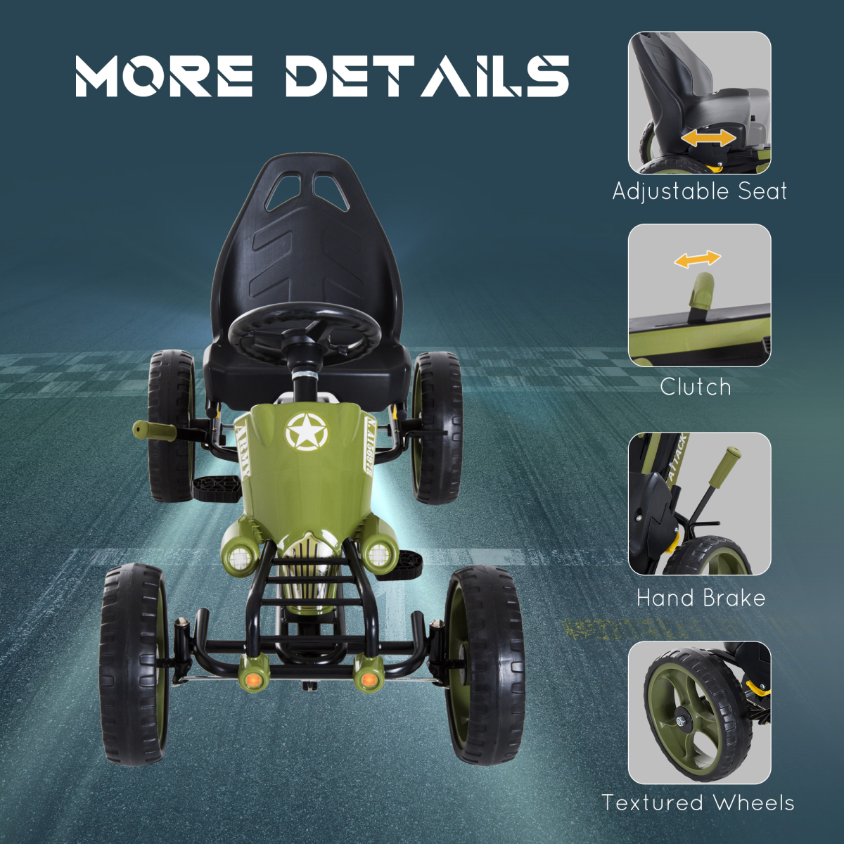 Ultimate Pedal Go Kart Green Racer