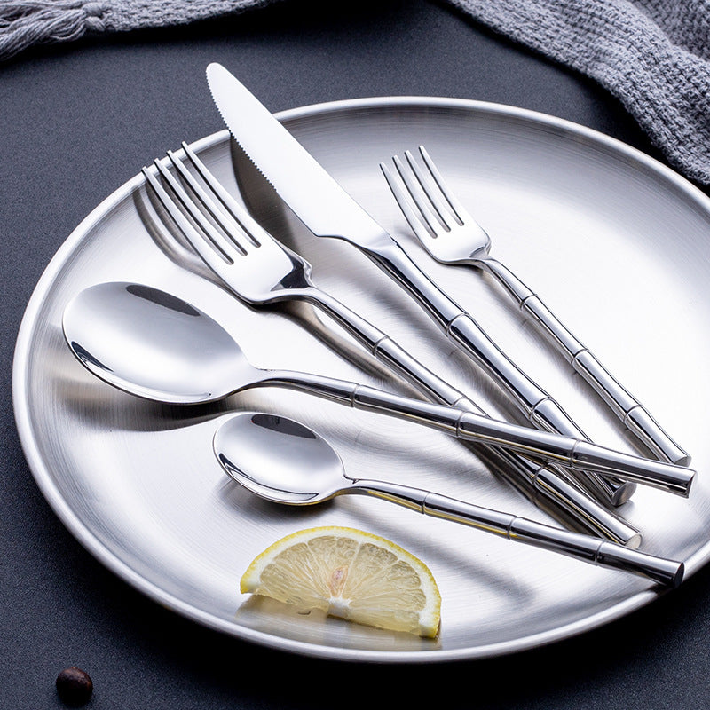 Aldomara Bamboo Gold/Silver Cutlery Set