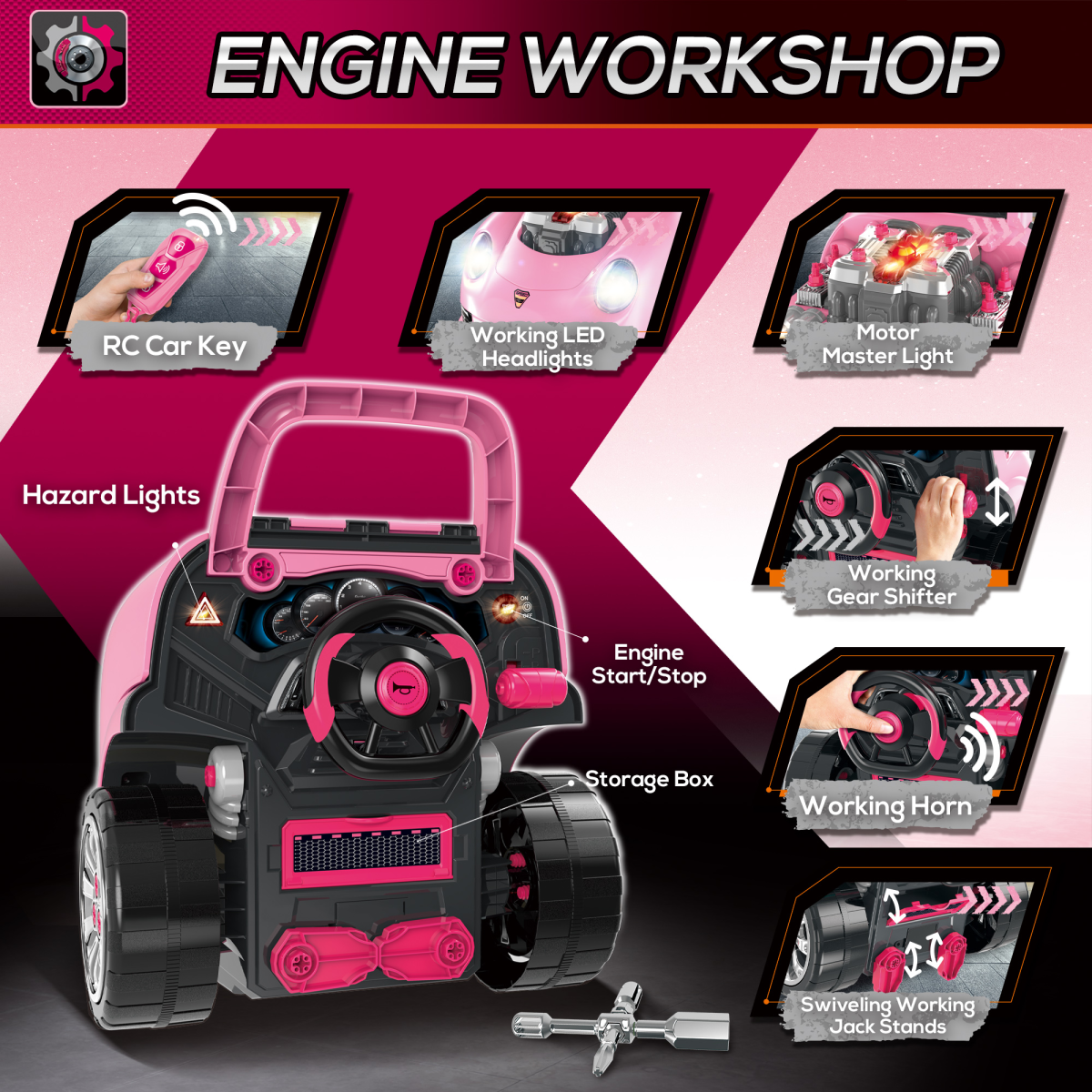 Vibrant Kids Truck Engine Toy Set for Ages 3-5