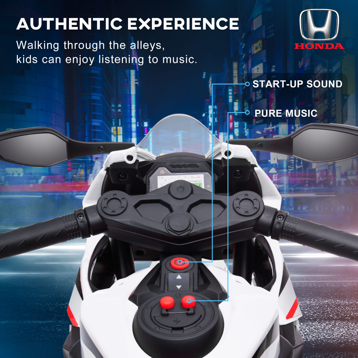Honda Licensed 6V Kids Electric Motorbike Ride On Car for 3-5 Years
