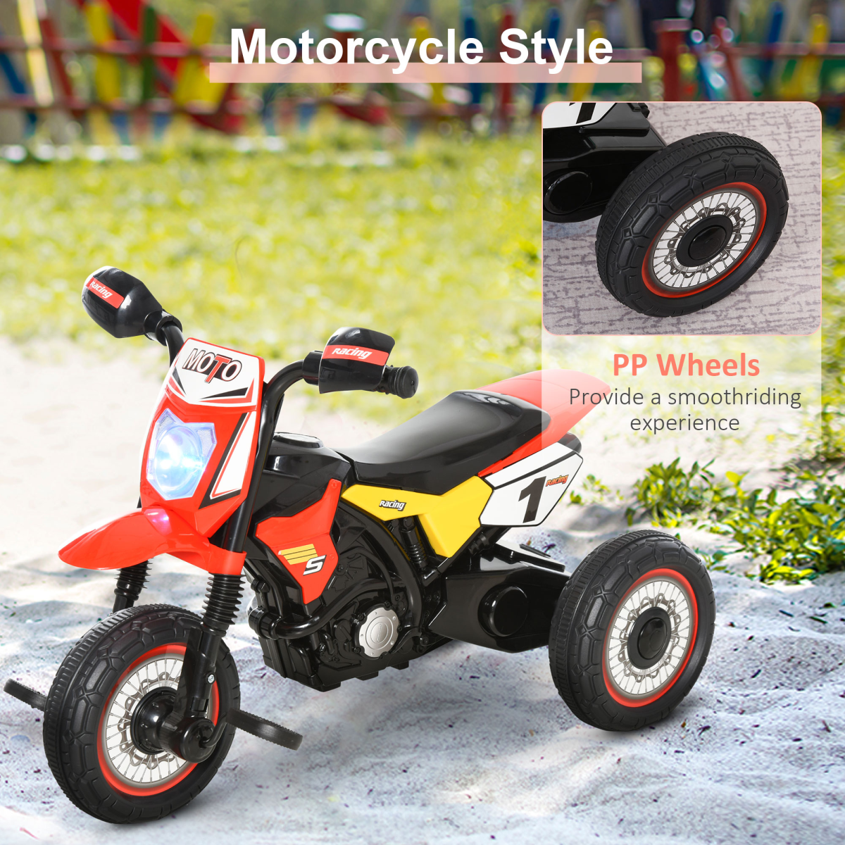 Bright Red Toddler Tricycle with Music & Lights