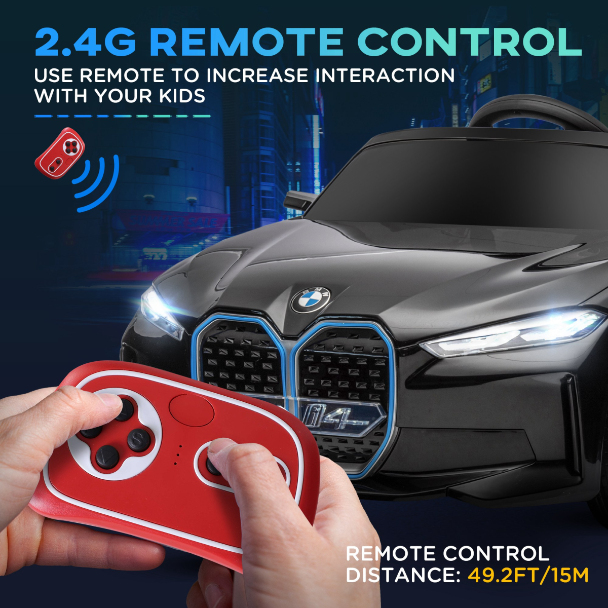 BMW i4 Kids Electric Ride-On 12V - Stylish Black Ride for Young Adventurers!