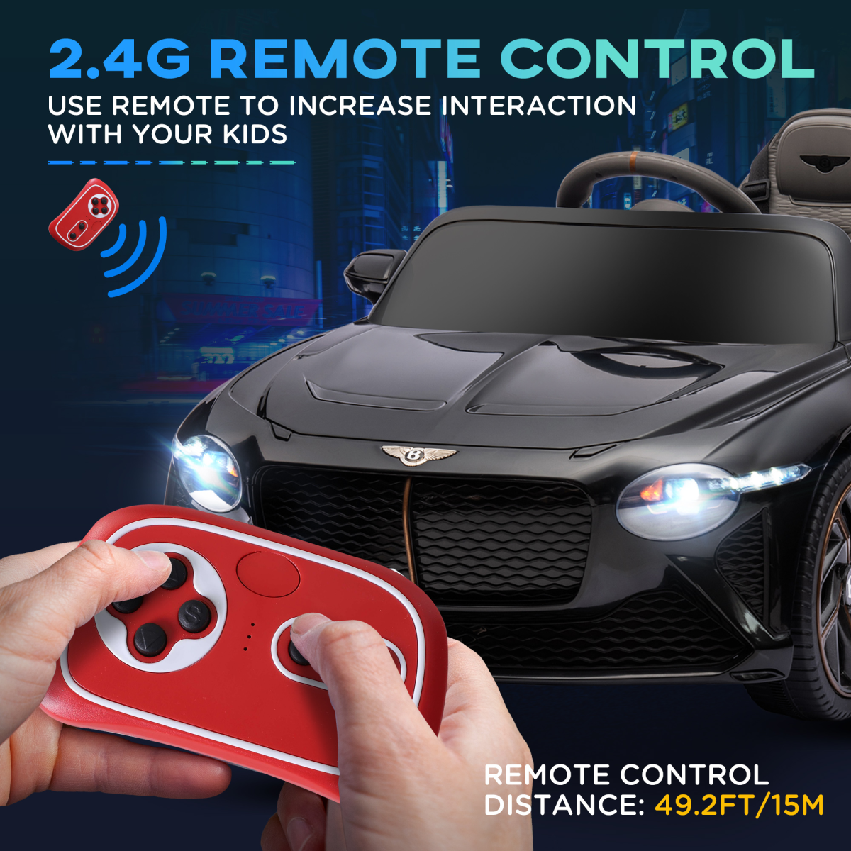 Bentley Bacalar 12V Kids Electric Car - Portable Battery, Sleek Black Design