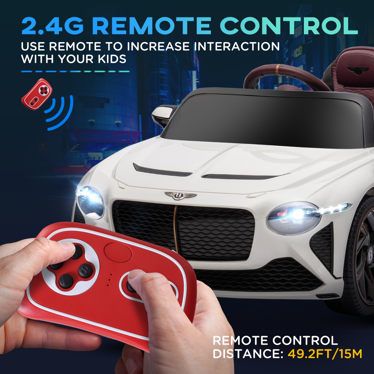 Luxury Bentley Bacalar 12V Kids Electric Car - White | Ultimate Ride for Ages 3-5