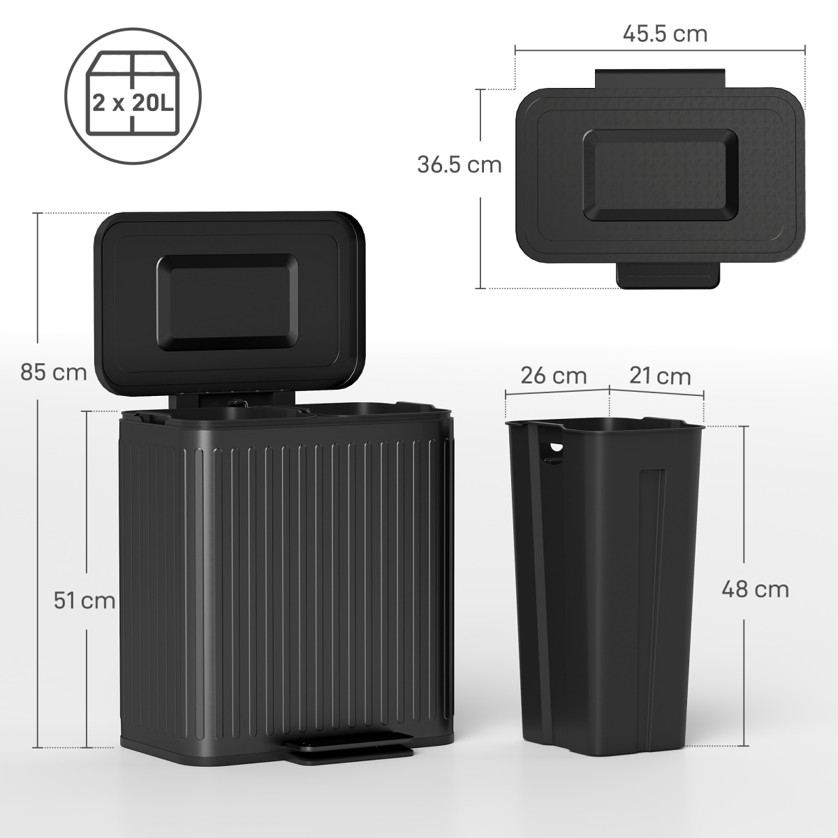 40L Dual Pedal Bin with Soft-Close Lid - Efficient Waste Management