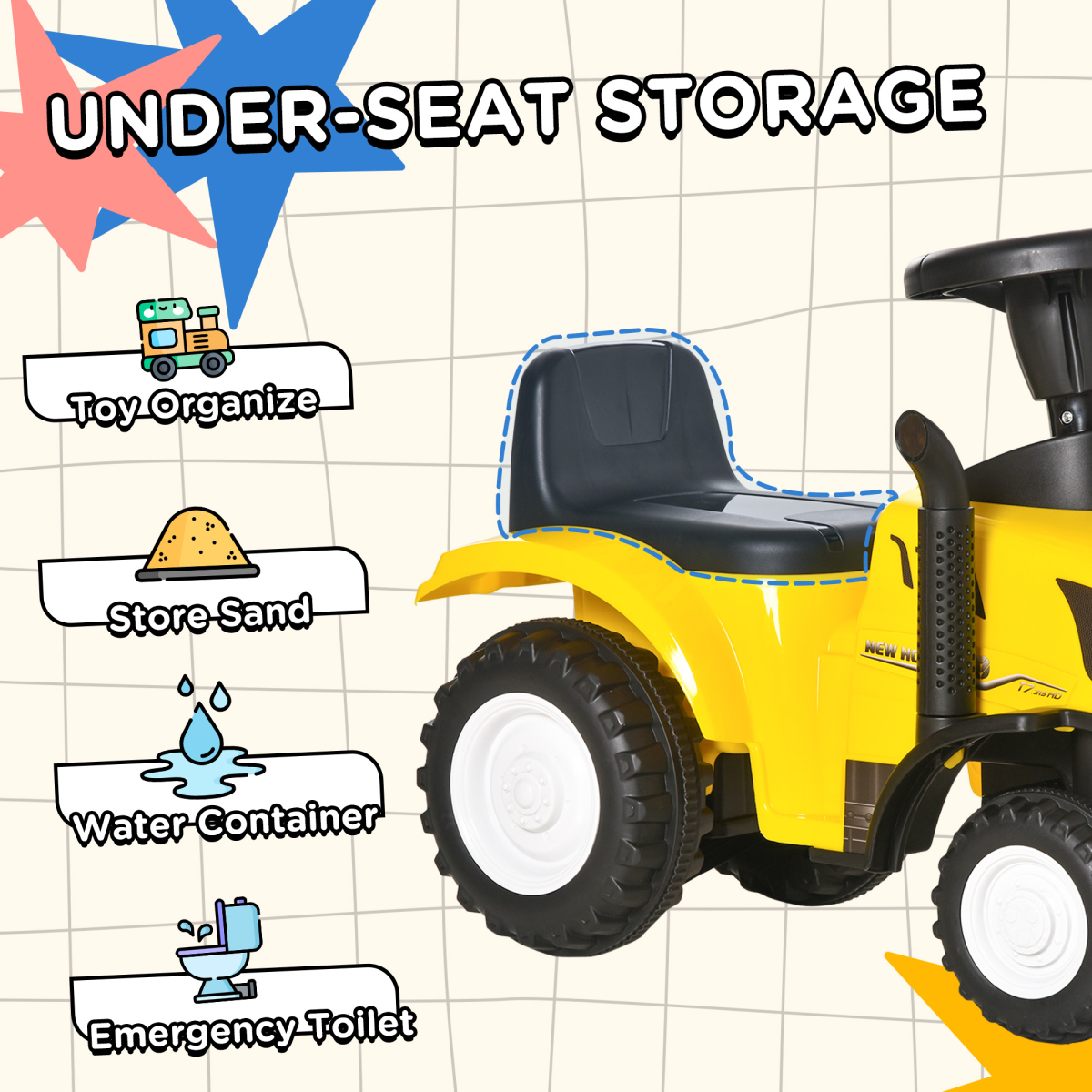 Yellow Foot-to-Floor Tractor Walker & Slider for 12-36 Months