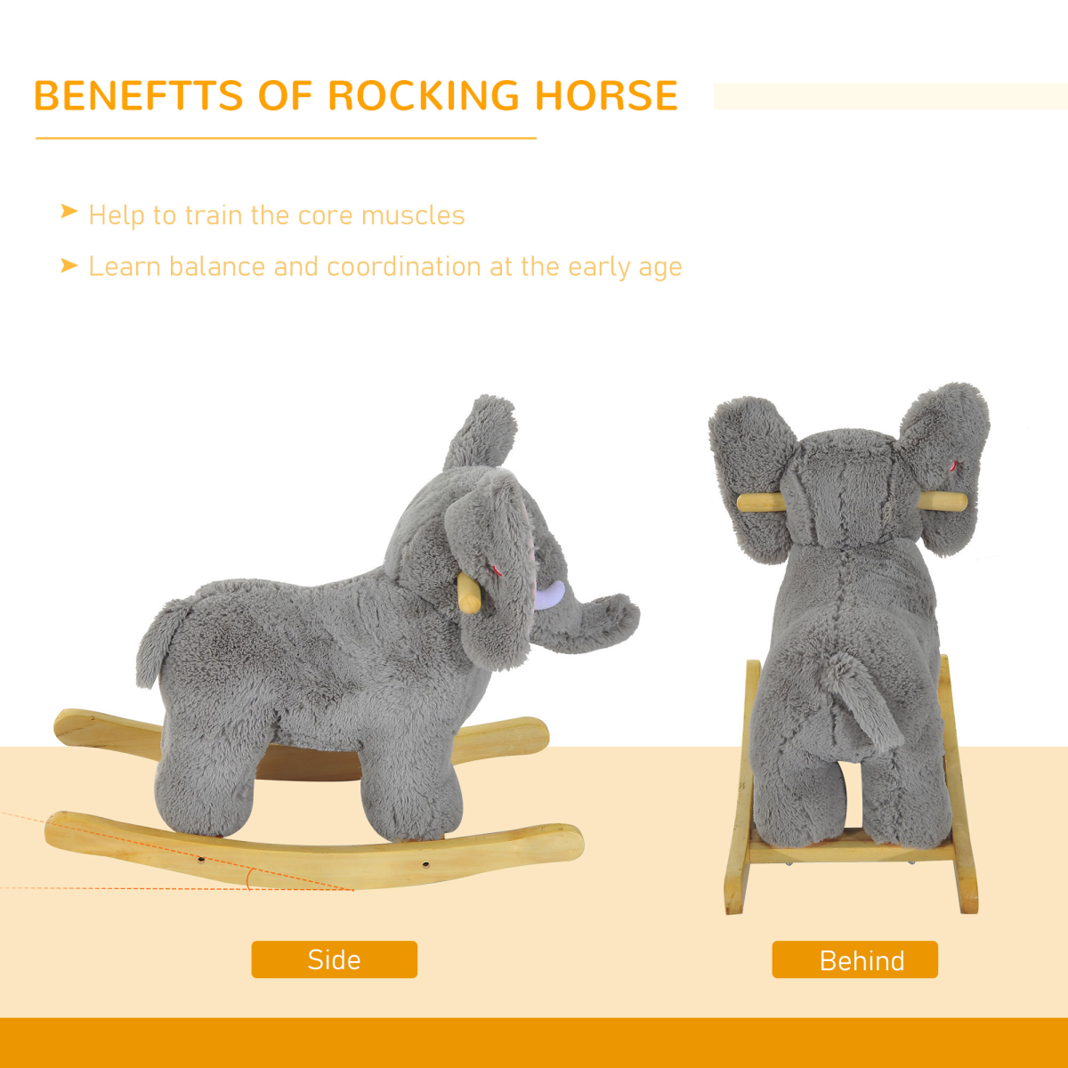 Elephant Rocker: Plush Adventure with Nursery Rhymes