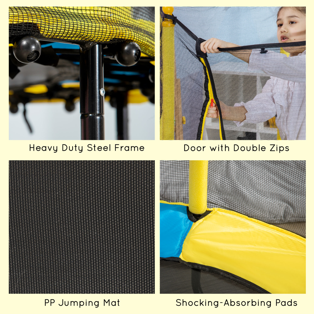 Safe 4.6FT Kids Trampoline with Enclosure for Ages 1-10
